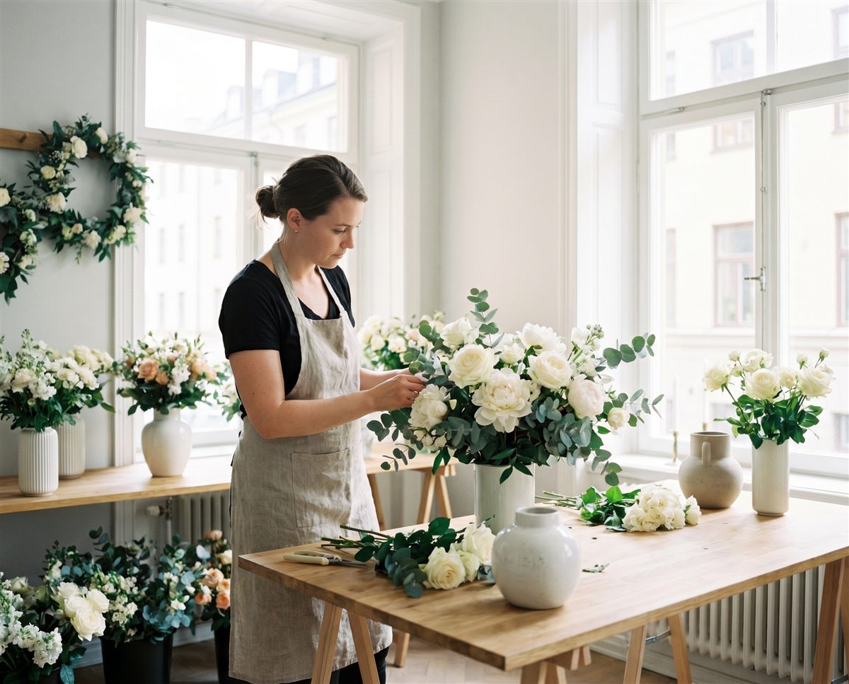 Bröllopsblommor från lokal bröllopsflorist i Stockholm